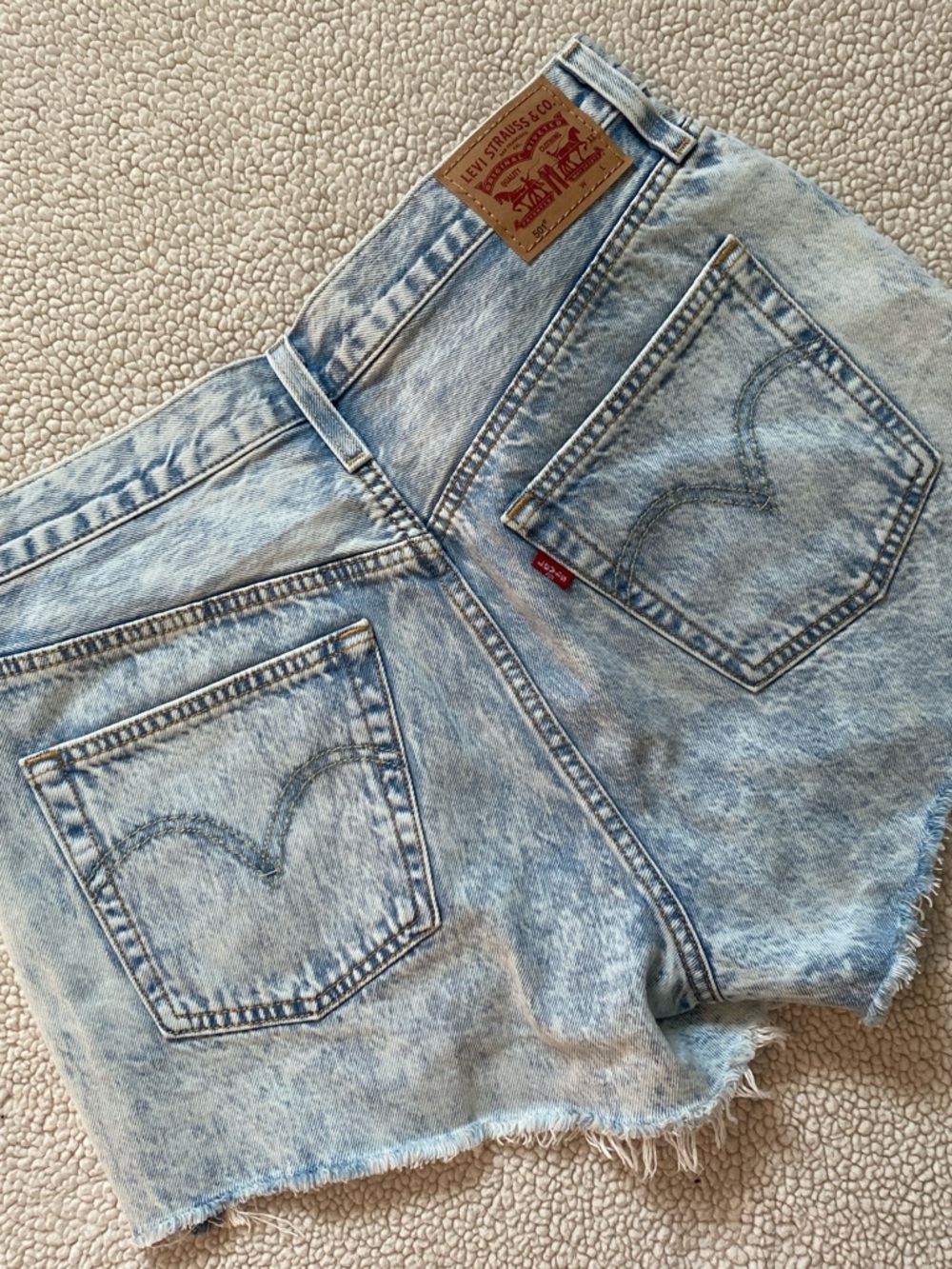 Levi's Light Blue Acid Wash Denim Cutoff Shorts